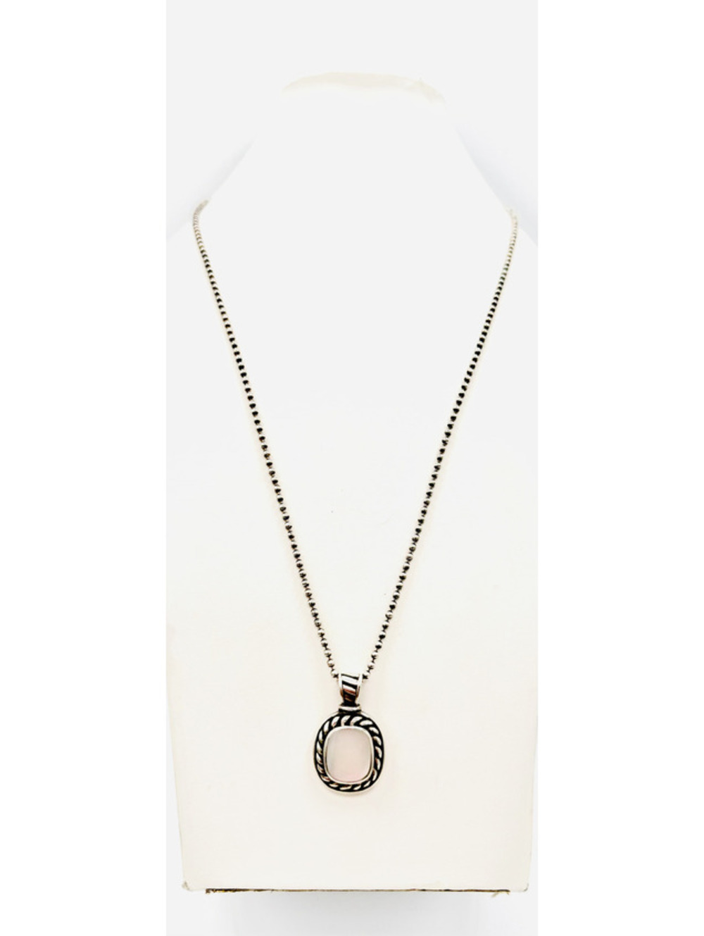 Sterling silver bubble bead chain sterling rope design mother of pearl necklace